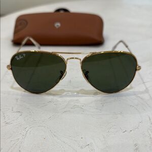 RAY-BAN RB3025 Original Polarized Aviator Sunglasses Gold fram Green Lenses